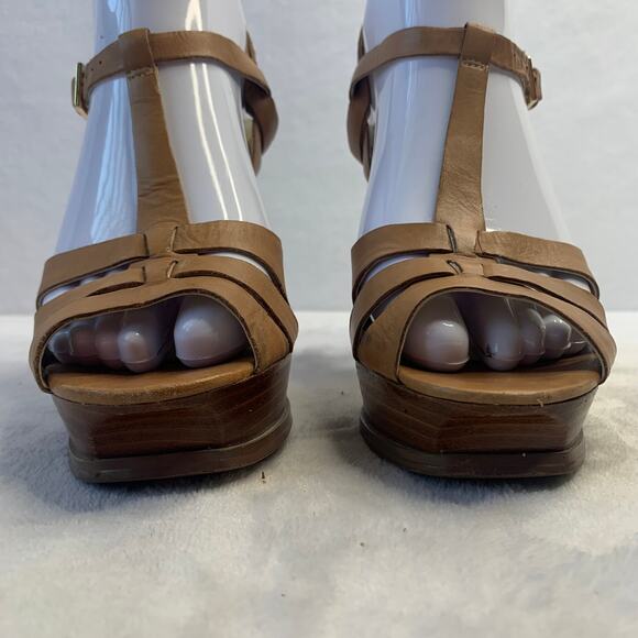 VTG Guess Womens Sz 8 Tribute Style Open Toe Strappy Nude High Heels - Picture 8 of 11